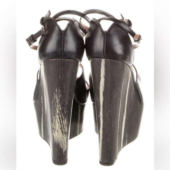 Alaia Black Leather Strappy Platform Wedge Sandals - Picture 3 of 4